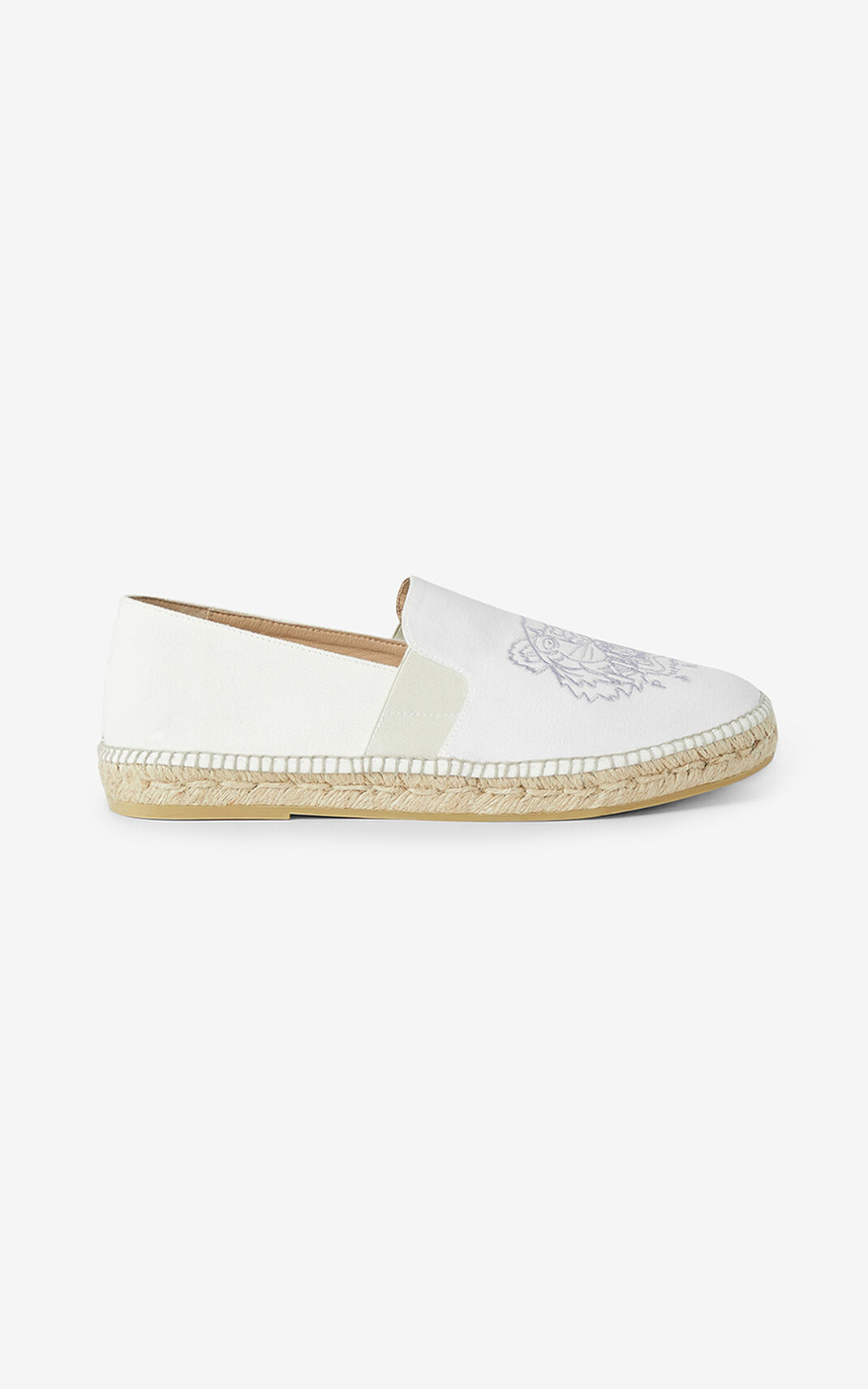 Espadrille Kenzo Femme Tiger elasticated Toile Blanche JKQWI-1342